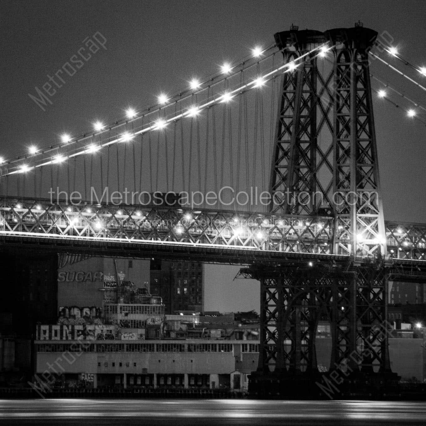 williamsburg bridge at night Black & White Office Art