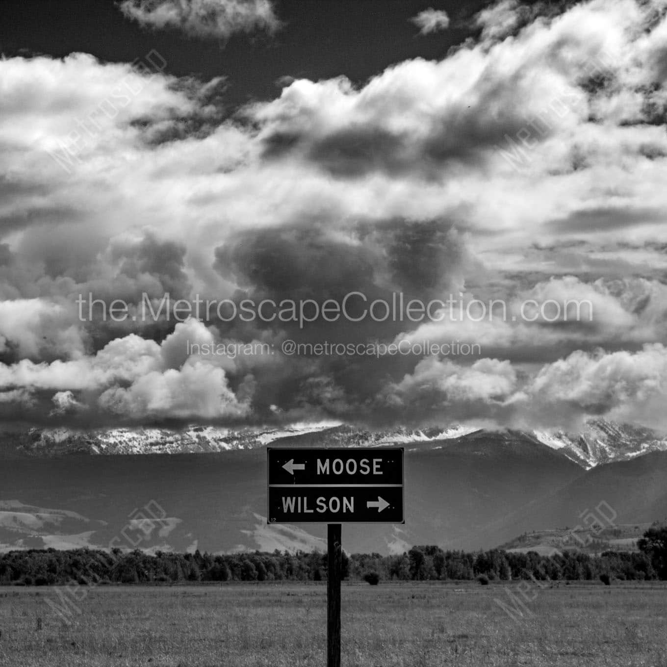 wilson wyoming sign Black & White Office Art