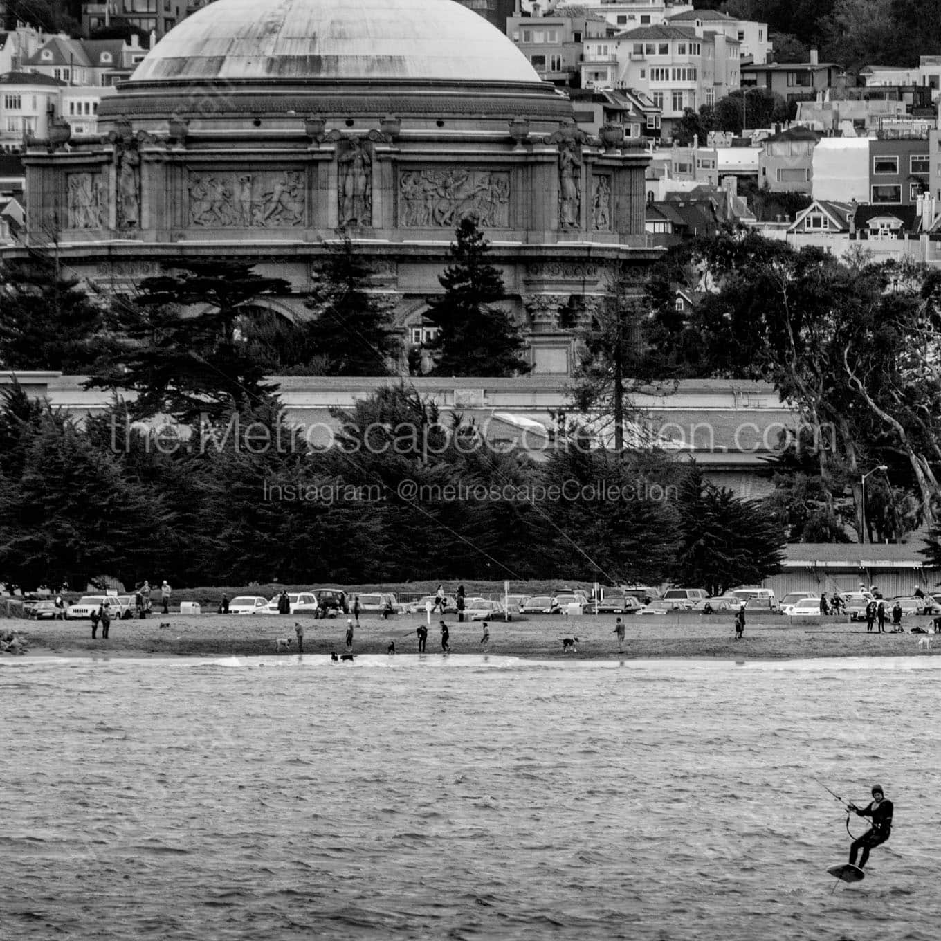 windsurfing san francisco bay Black & White Office Art