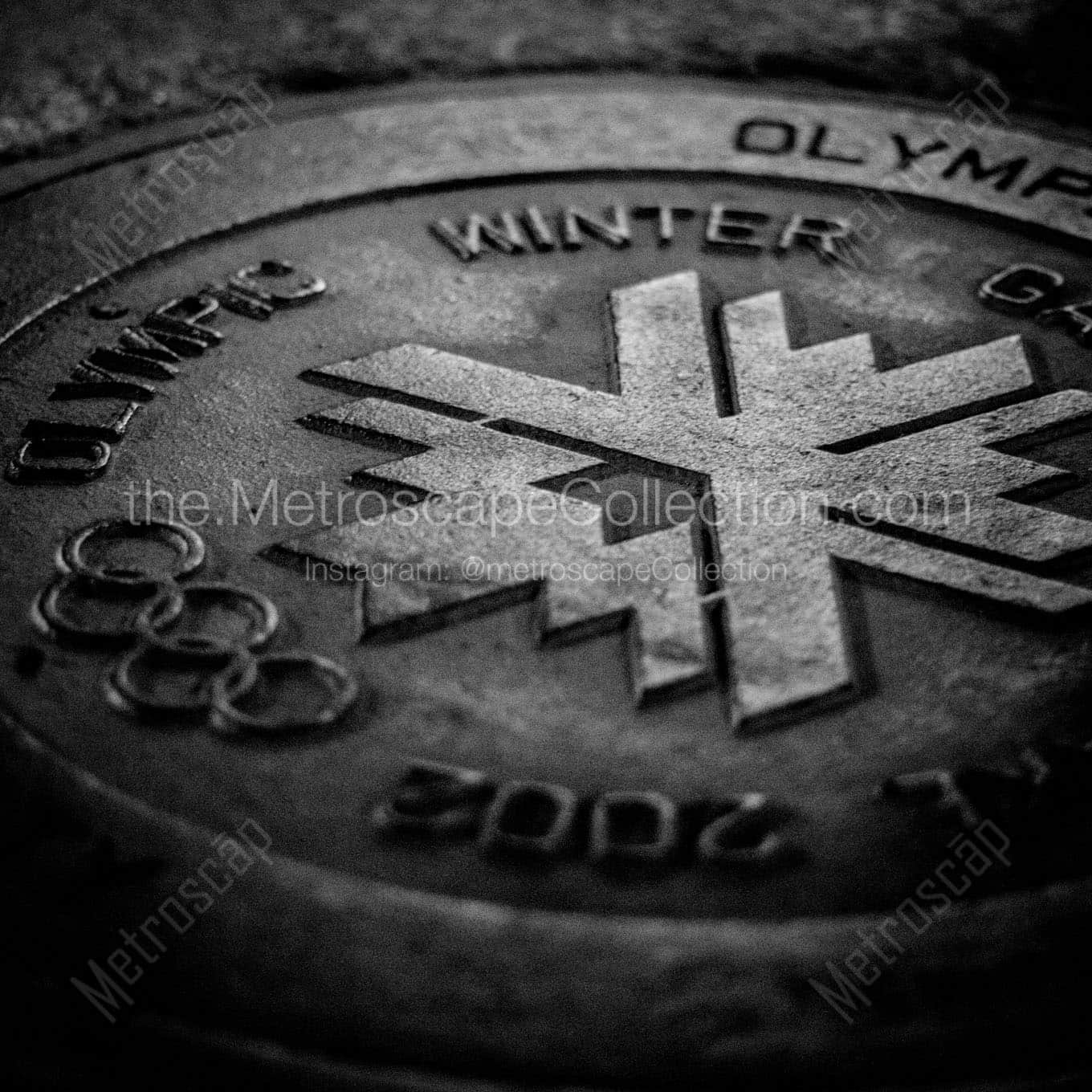 winter olympics manhole cover Black & White Office Art