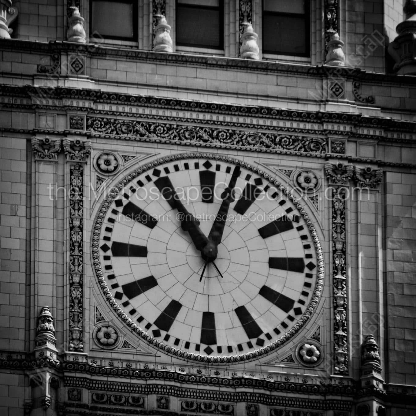 wrigley building clock face Black & White Office Art