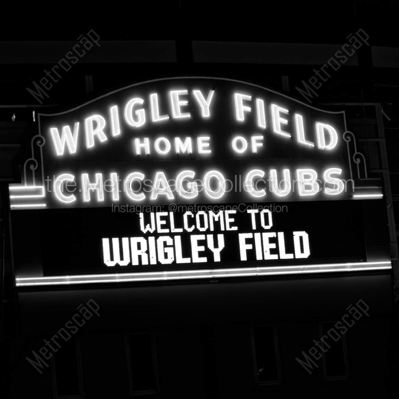 wrigley field home of chicago cubs Black & White Office Art