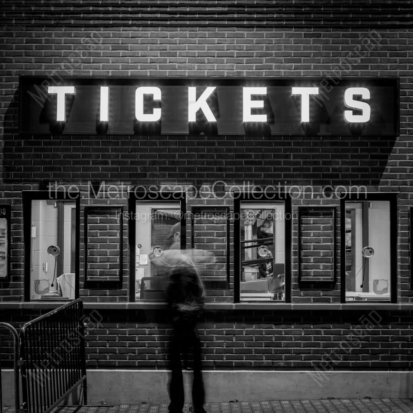 wrigley field ticket window at night Black & White Office Art