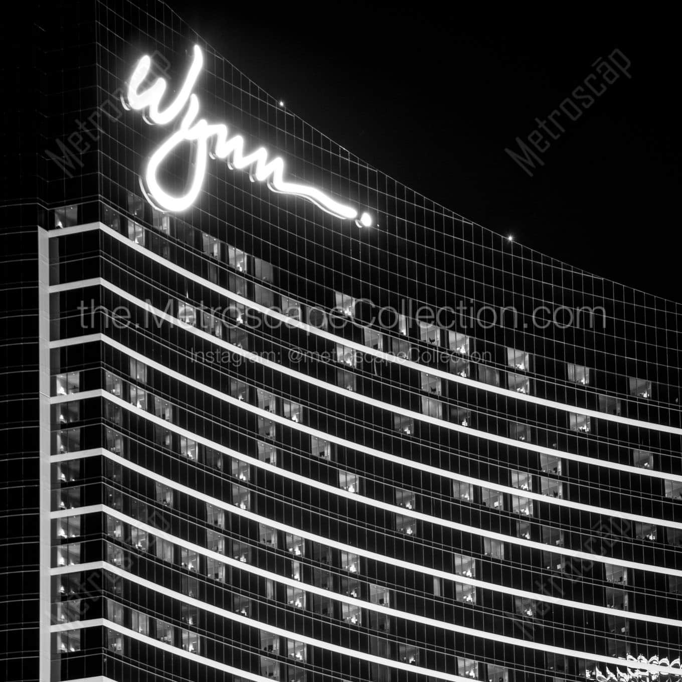 wynn hotel at night Black & White Office Art