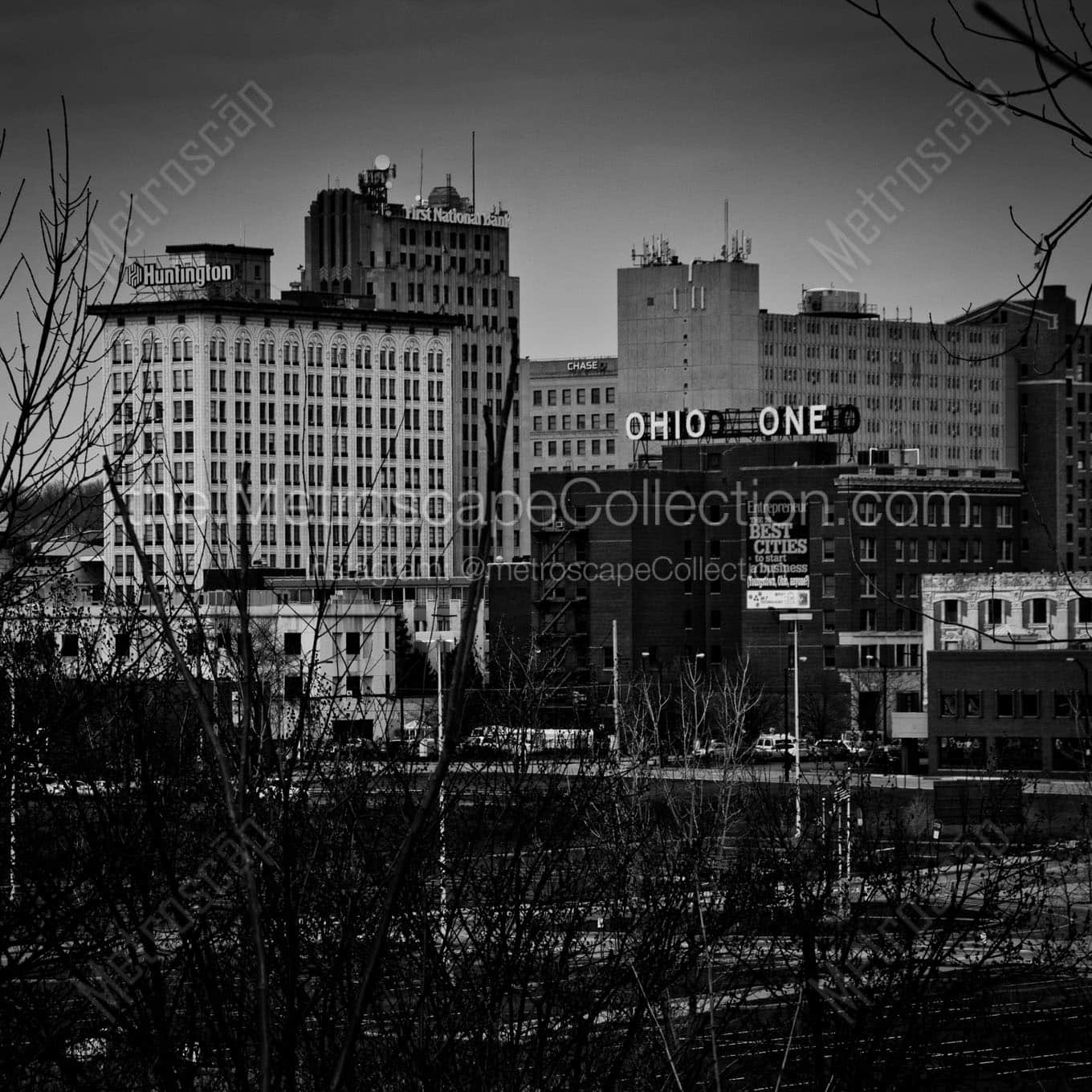 youngstown skyline from woodland ave Black & White Office Art